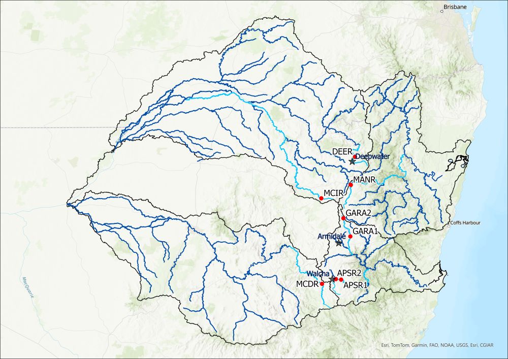 A map of the water quality testing sites monitored during the Drought Resilient Pasture Landscapes project